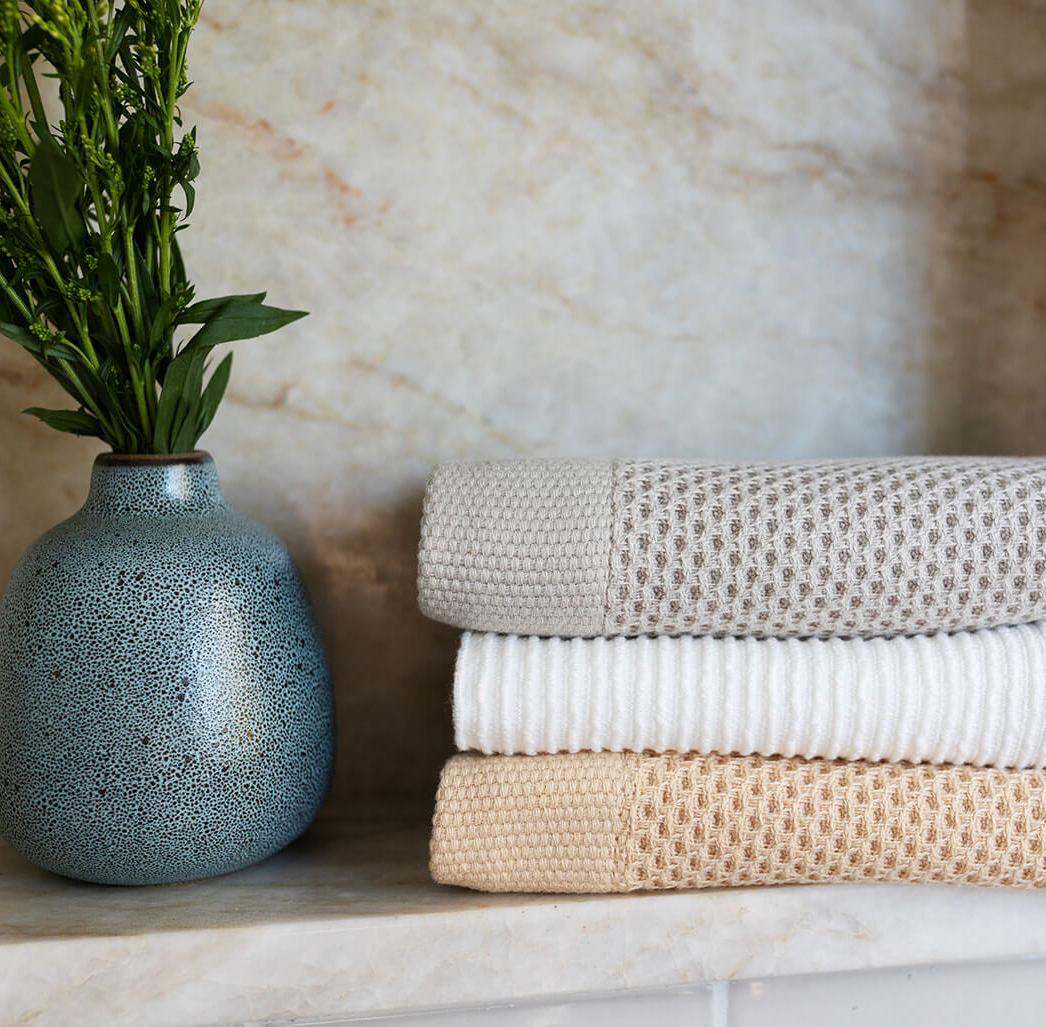 Pine & Palm Waffle Weave washcloths