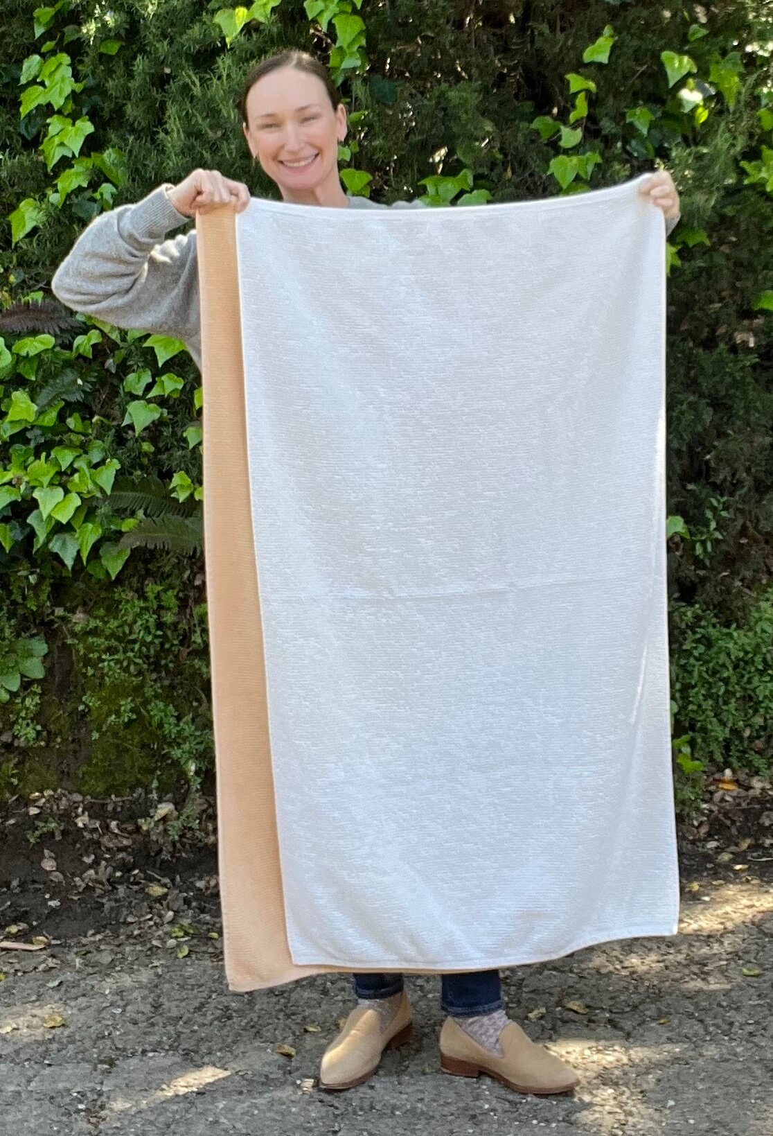The difference between our standard and petite size bath towels