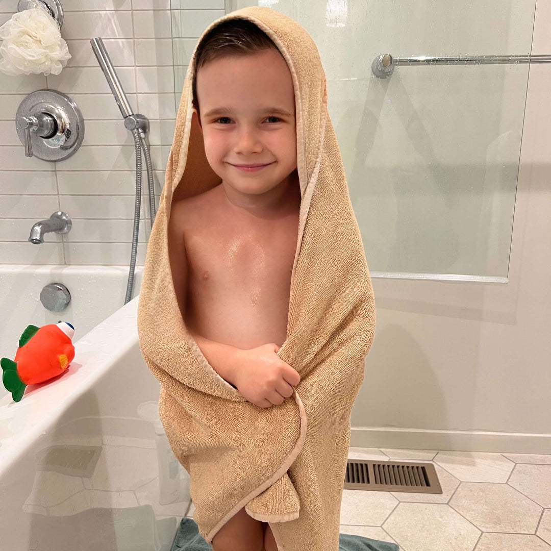 Pine & Palm Hooded Baby Towel in Wheat