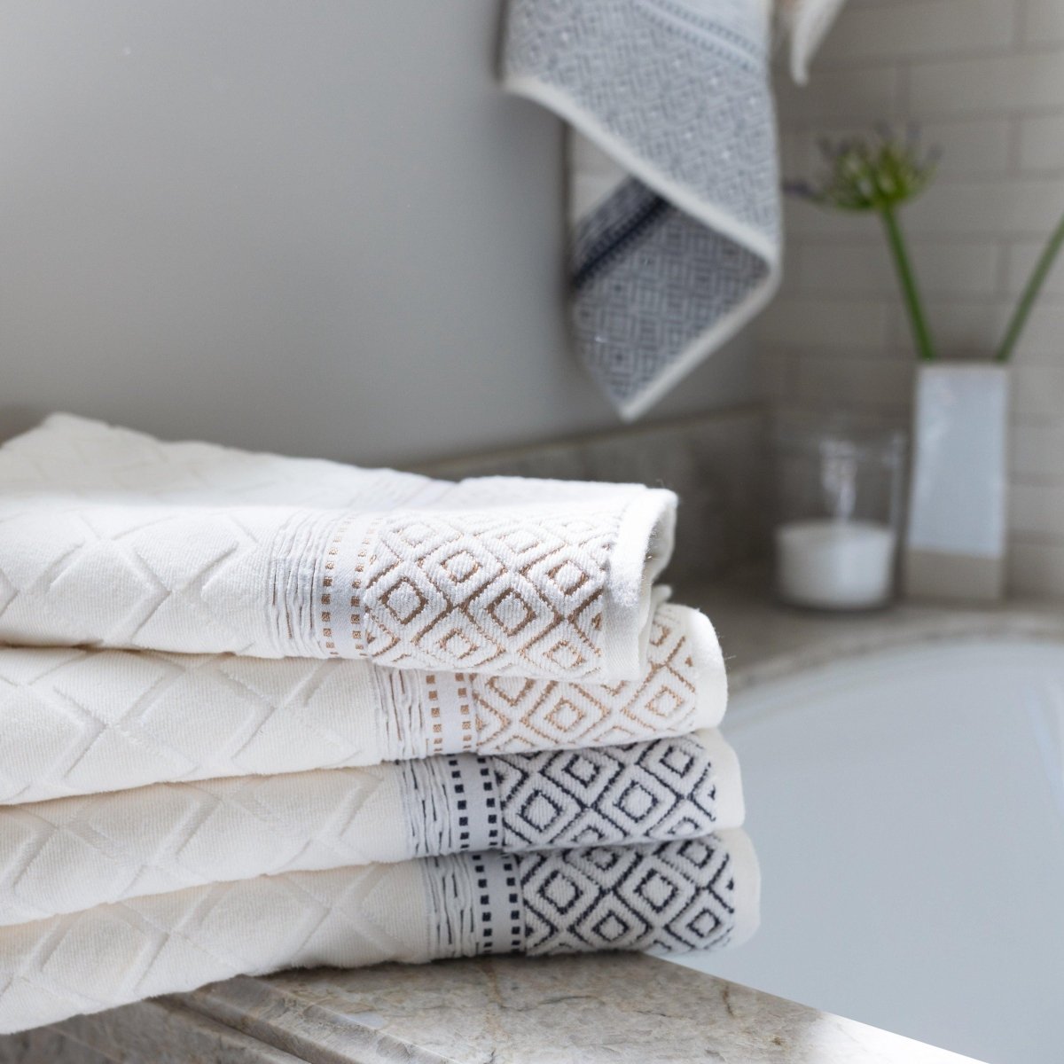 The Modern Ikat Towel, Lightweight and Absorbent Turkish Cotton Towels. Luxuriously Soft and Eco-Friendly.