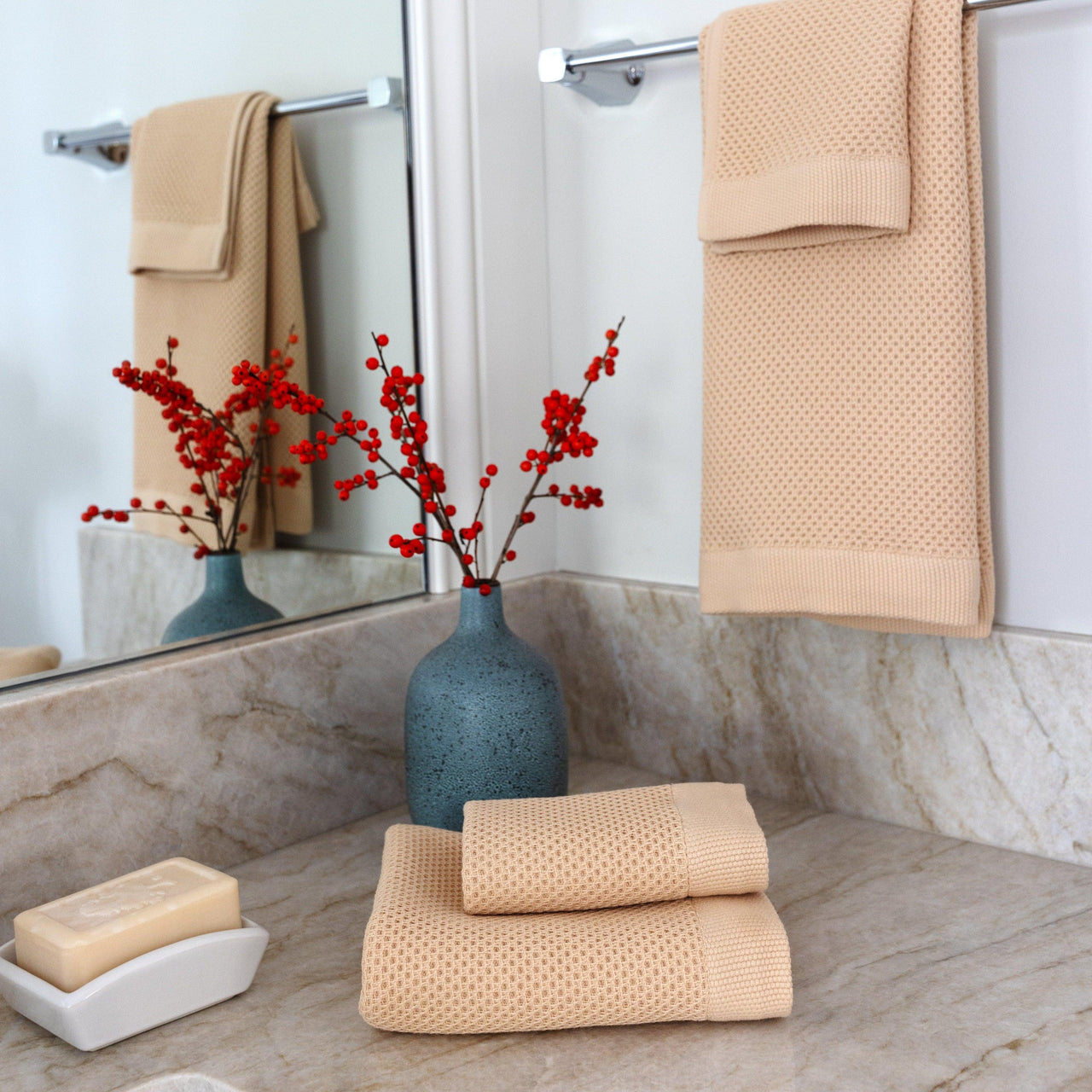 510 DESIGN Casual Turkish Cotton 6 Piece Towel Set with Aqua Finish  5DS73-0236, 1 unit - Ralphs