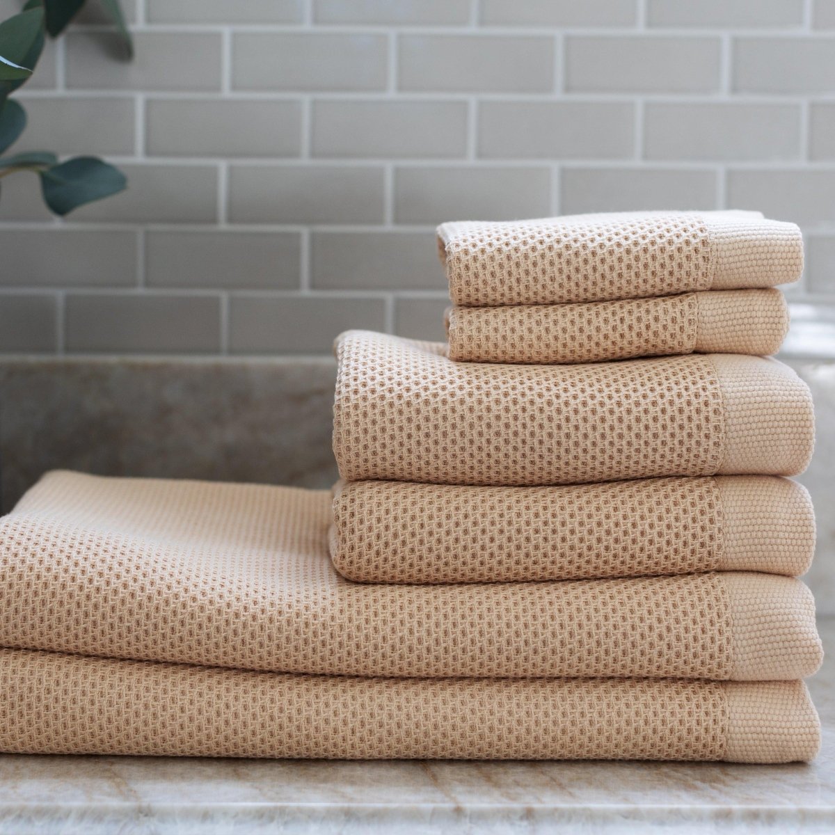 The Waffle Weave Towel, Lightweight and Absorbent Turkish Cotton Towels. Luxuriously Soft and Eco-Friendly.